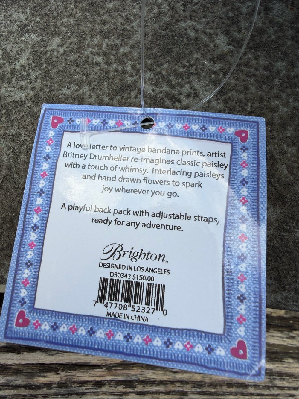 Brighton Love Bandana Paisley Butterfly Backpack Blue NWT - Picture 10 of 12